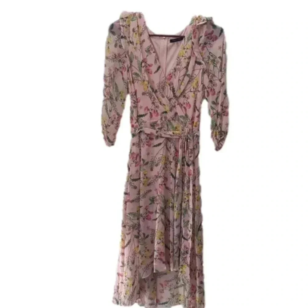 Tommy Hilfiger printed balloon sleeve-faux wrap dress